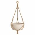 Hängeblumentopf 18 cm Keramik Beige mit Juteseil für Zimmerpflanzen