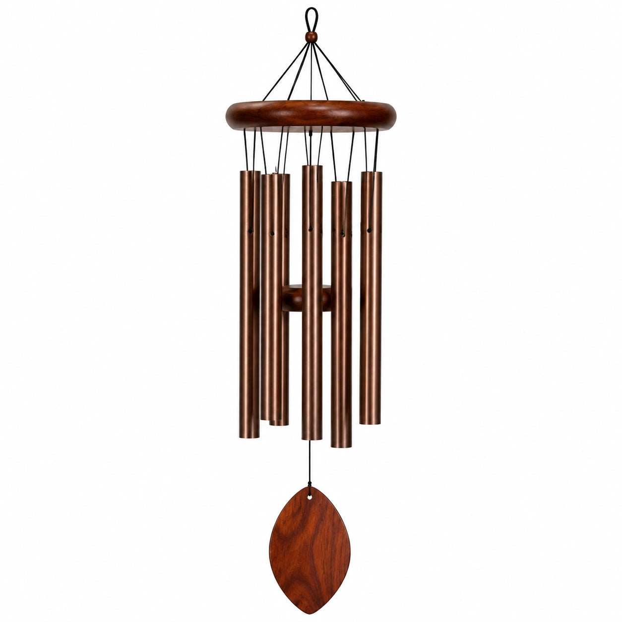 Windspiel 80 cm aus Metall und Holz in Kupferbraun für Garten und Balkon