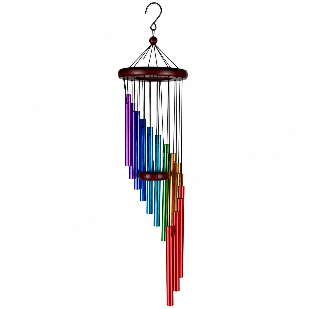 Windspiel 85 cm aus Aluminium und Holz bunt für Innen und Außen