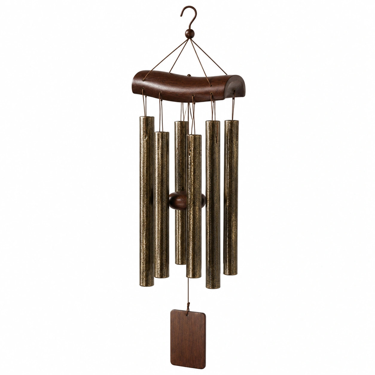 Windspiel 90 cm aus Metall und Holz in Braun Gold zum Aufhängen