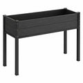 Hochbeet 120 x 60 x 80 cm Schwarz WPC Stahl erhöht für Garten