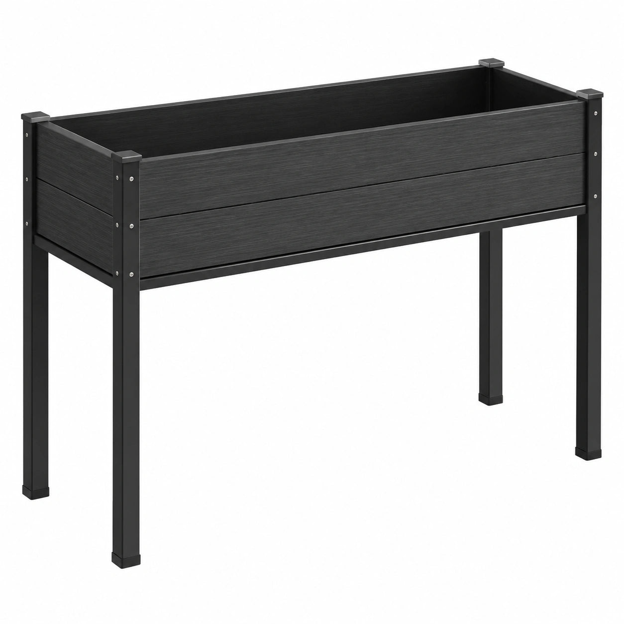 Hochbeet 120 x 60 x 80 cm Schwarz WPC Stahl erhöht für Garten