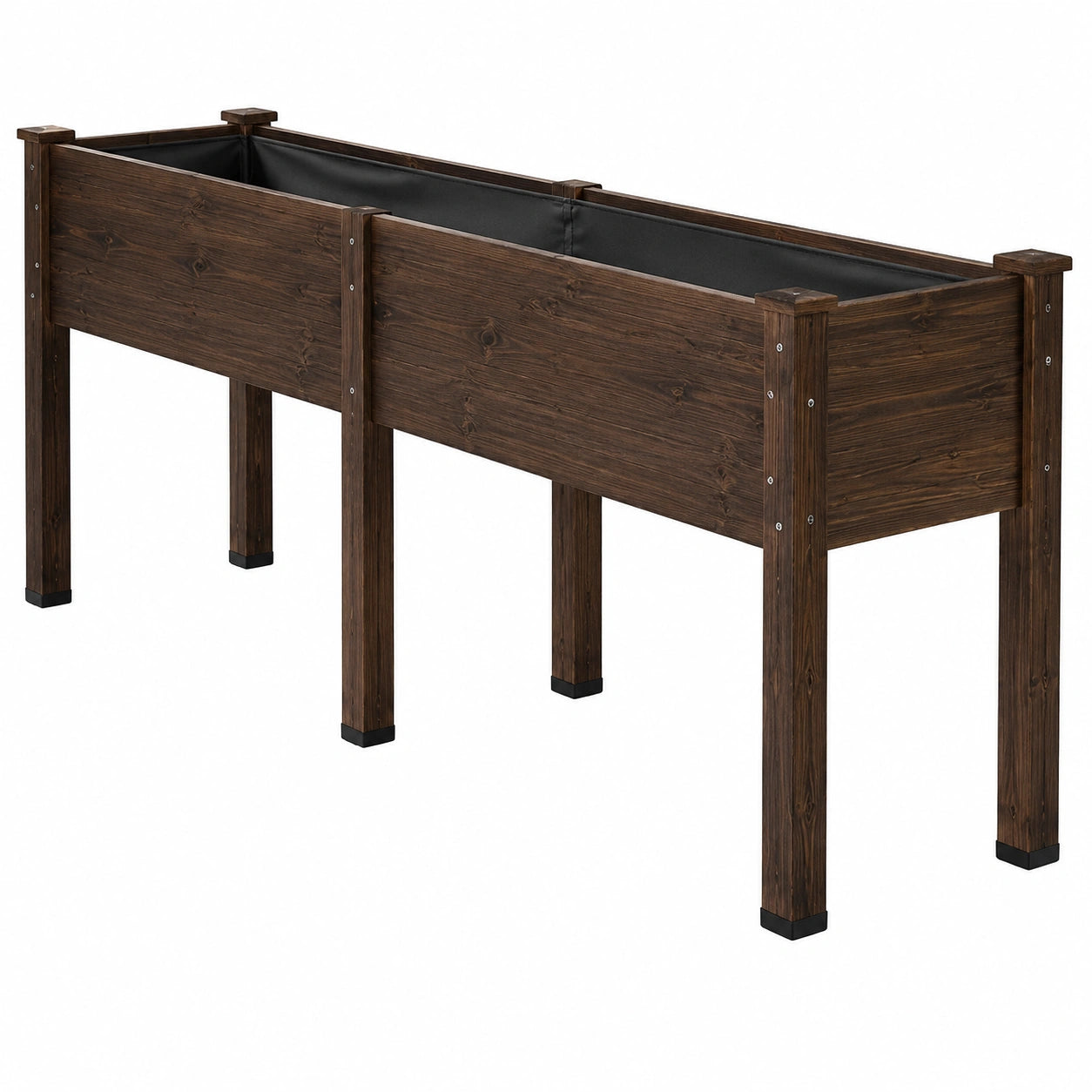 Hochbeet 120 x 60 x 80 cm aus Holz dunkelbraun für Garten und Terrasse