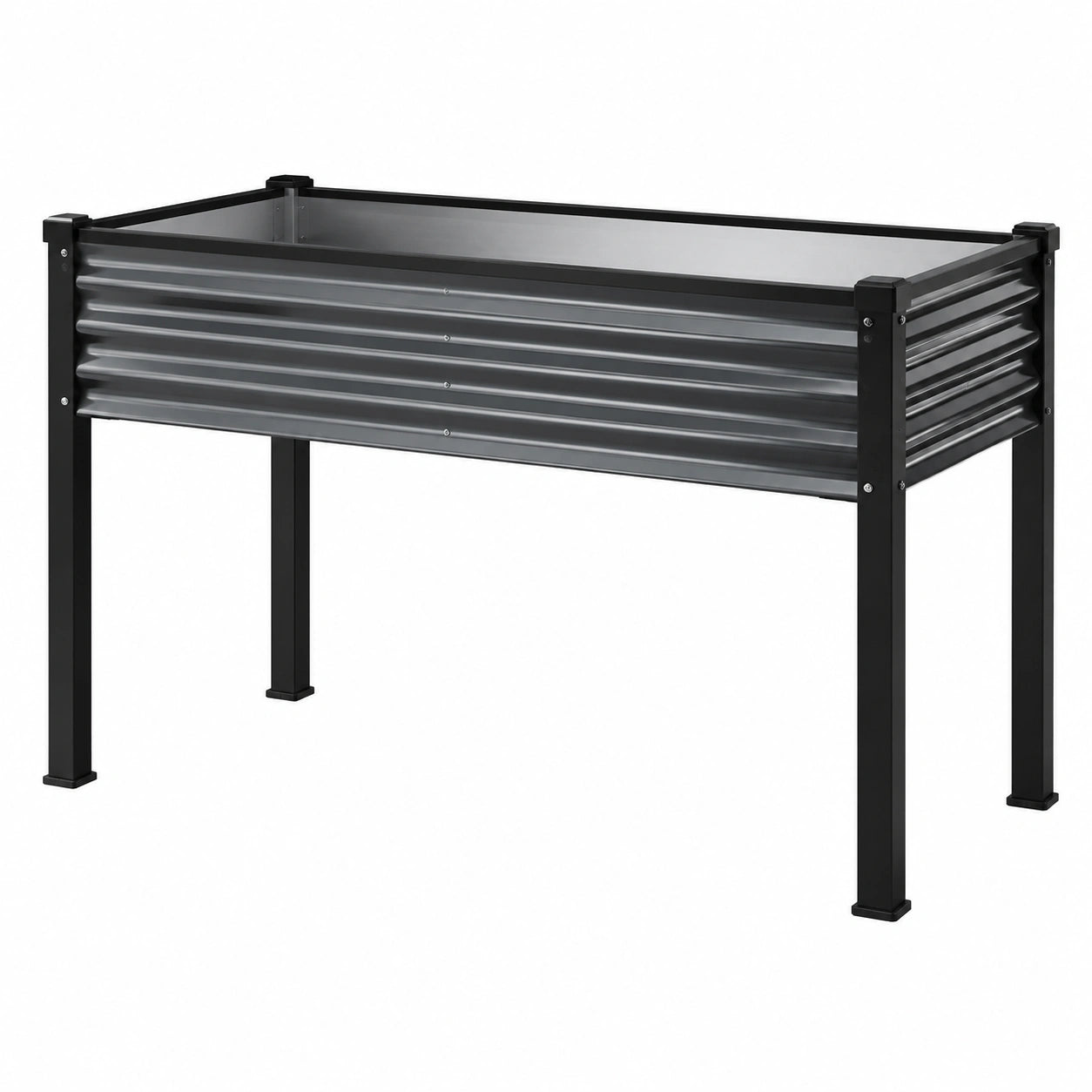 Hochbeet 120 x 60 x 80 cm aus Stahl Grau Schwarz für Garten und Balkon