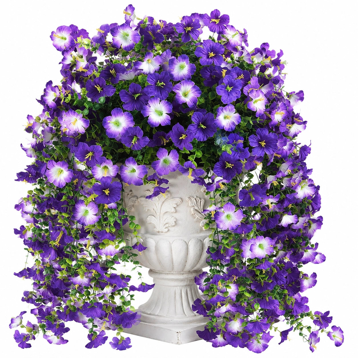 Künstliche Topfpflanze 75 cm Kunststoff Violett Weiß für Innenbereich Hängeblüten Dekoration